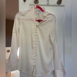 Express slim fit silk button-up blouse. Size M NWT